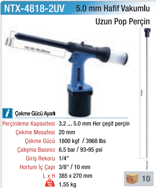 NTX-4818-2UV orijinal katalog bilgileri — fiyat içermeyen görsel