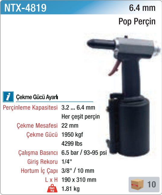 NTX-4819 orijinal katalog bilgileri — fiyat içermeyen görsel